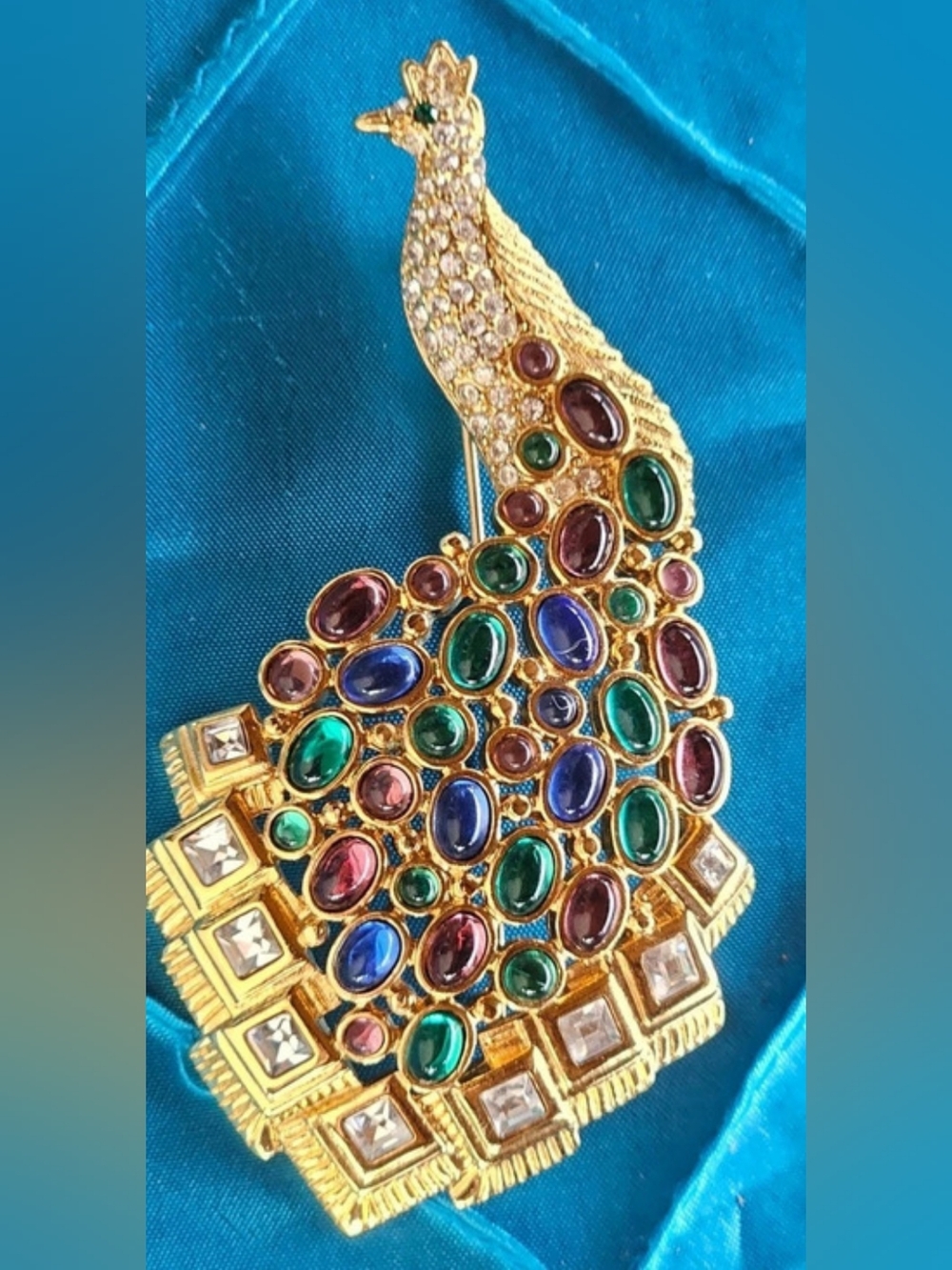 Vintage Nolan Miller Multicolor Peacock Brooch Pin